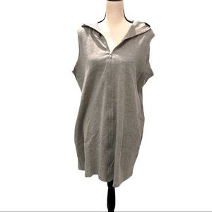 WEARABOUTS SLEEVELESS ZIP UP HOODED GRAY COVERUP